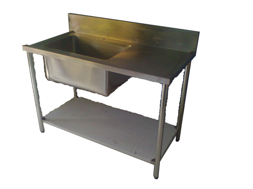 Single Bowl Sink With U/Shelf   Uk. 120 P x 60 L x 85/100 T cm